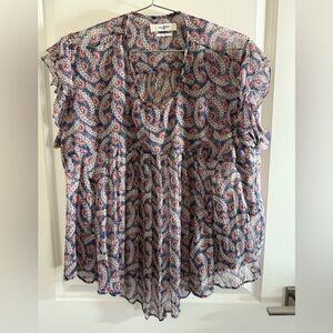 Isabel Marant 100% Silk Short Flutter Sleeve Blouse - Size 42